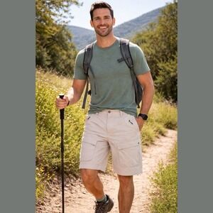 Little‎ Donkey Andy Men's XXL Cargo Shorts Stretch Waist Hiking Travel Athletic